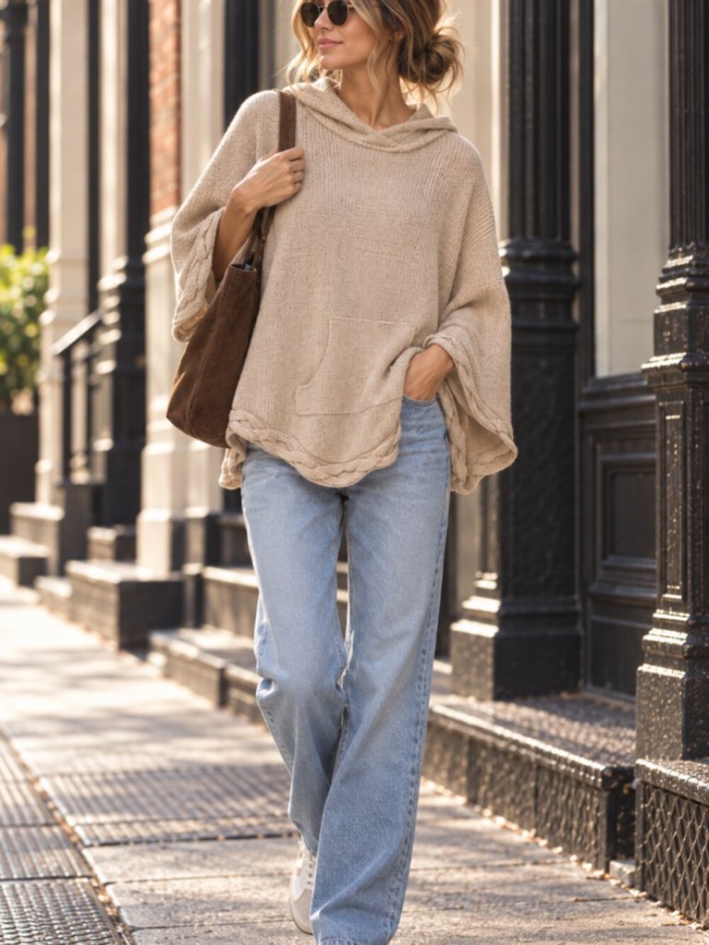 Polo Jeans Company Ralph Lauren Tan Wool Blend Poncho One Size Cozy Granola Girl